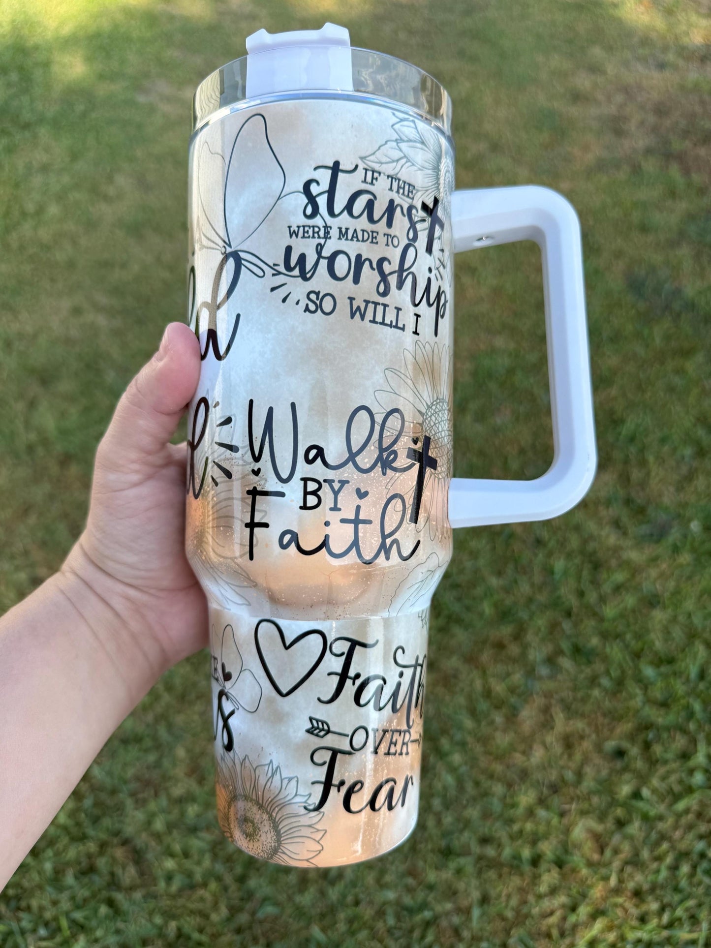 Child of God 40 oz tumbler with handle and straw. Christian tumbler. Tumbler gift