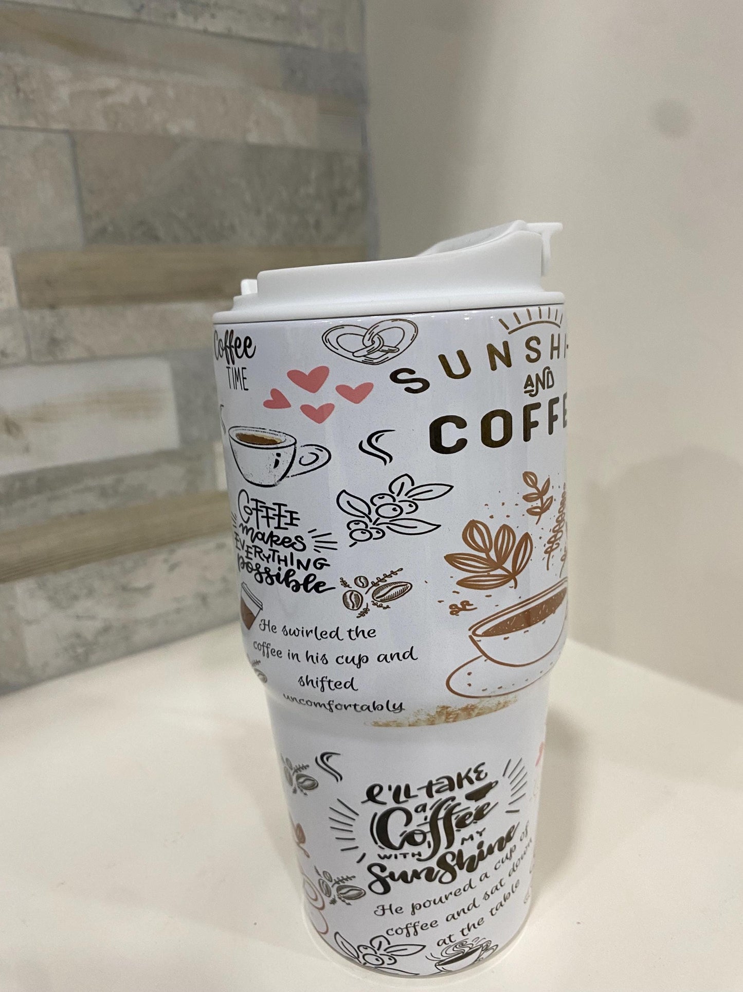 Sunshine and coffee. Coffee mug 20 oz. Coffee tumbler 20 oz. Personalized coffee tumbler