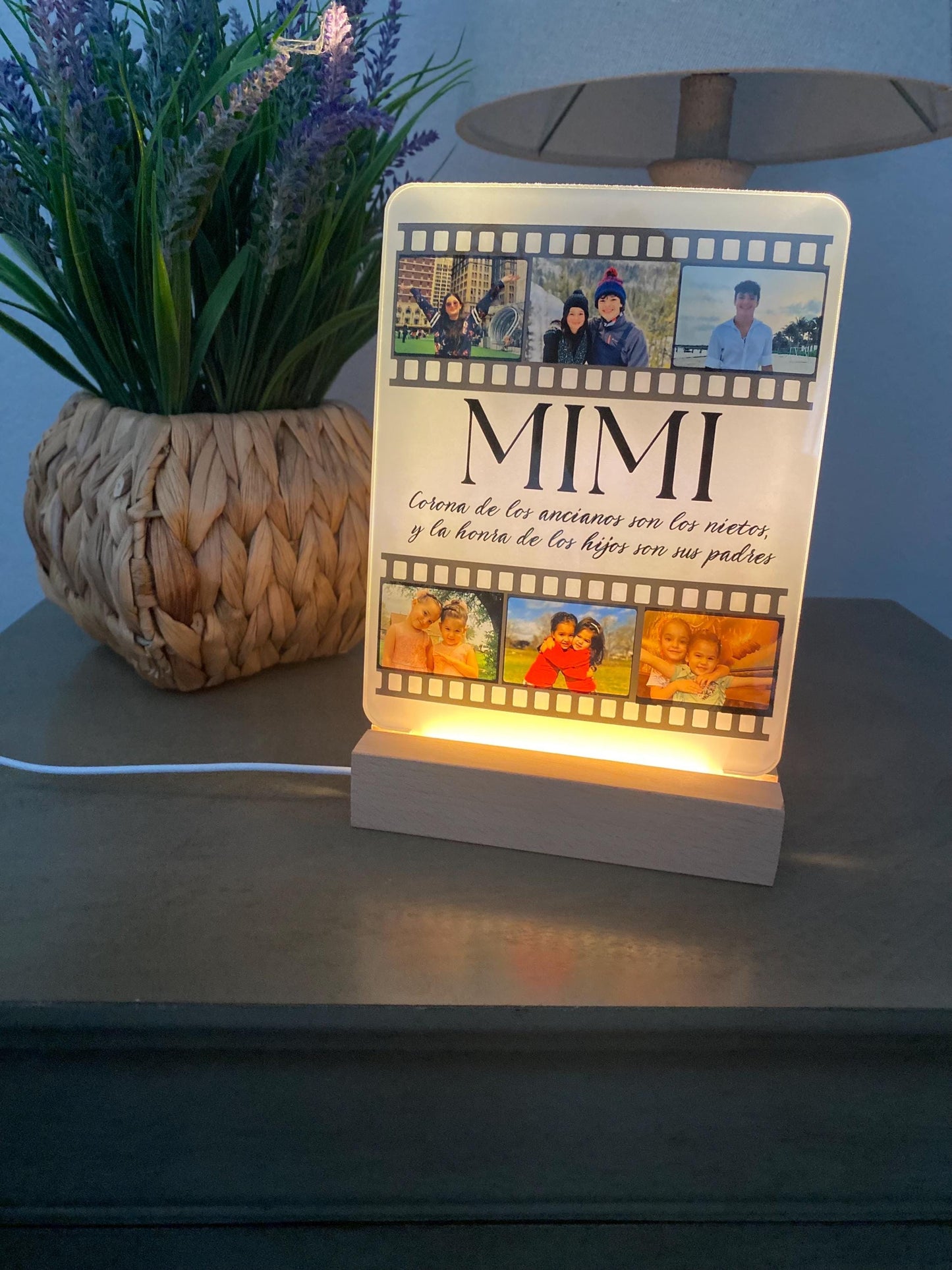 Acrylic personalized photo collage. Mother's Day gift. Grandma gift. Photo collage lamp.