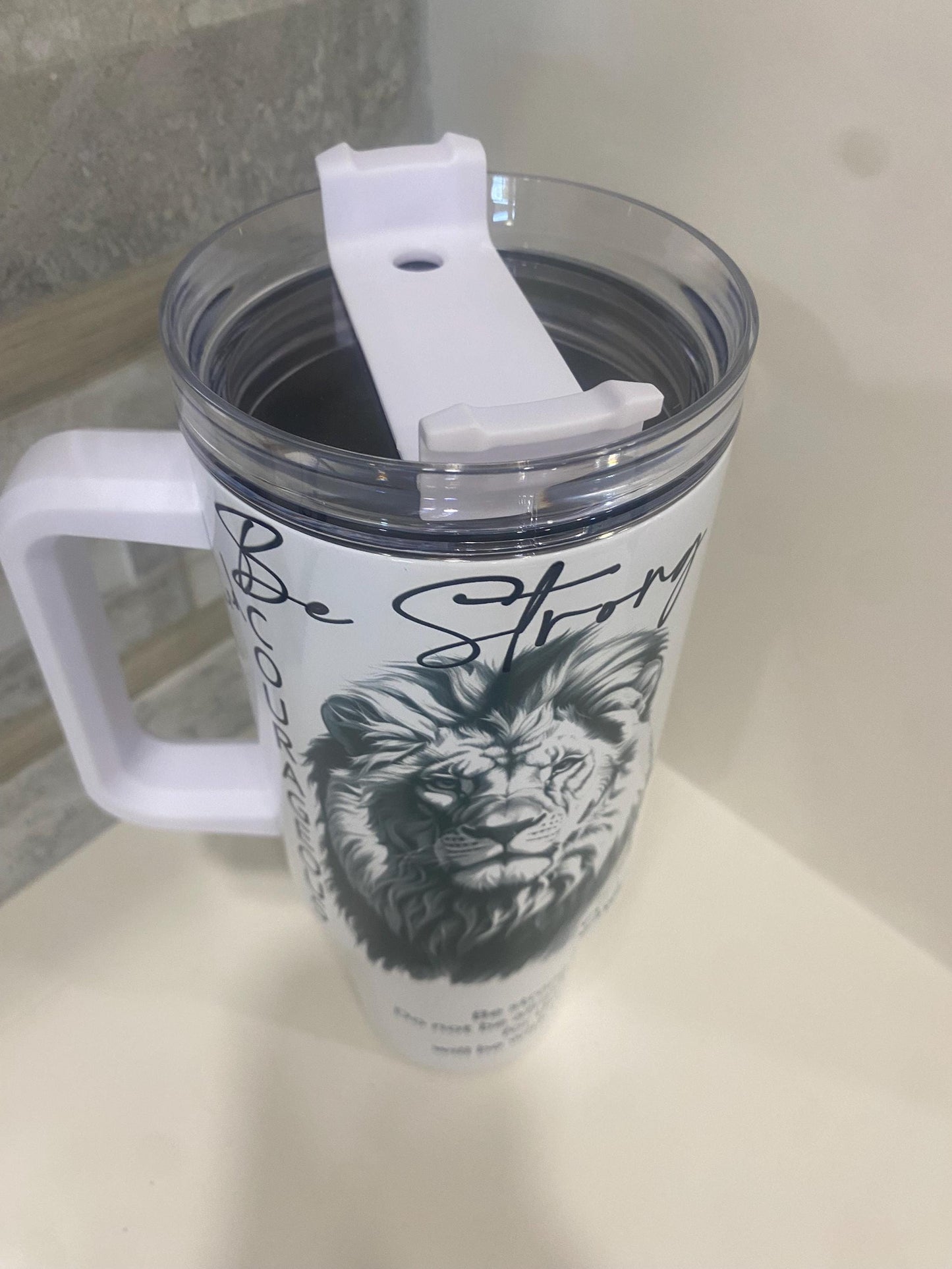 Lion of Judah Bible verse 40 oz tumbler. Joshua 1:9. Bible verse inspired travel mug. Christian tumbler.