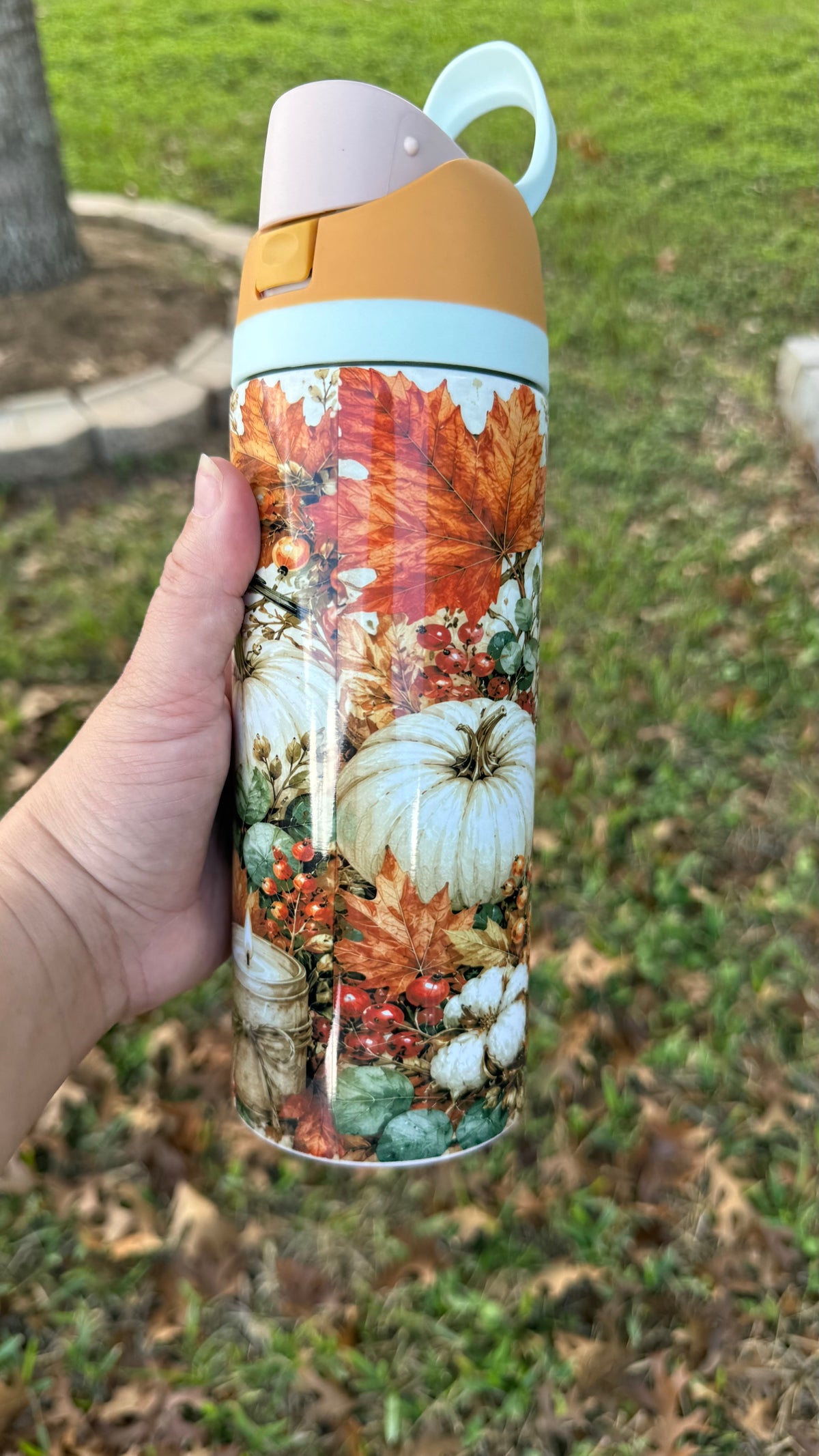 Fall for Jesus owala style tumbler. Personalized tumbler for fall. Christian inspired tumbler and water bottle