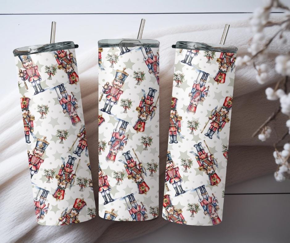 Christmas Nutcracker Tumbler. 20 oz Tumbler and water bottler. Nutcracker water bottle.