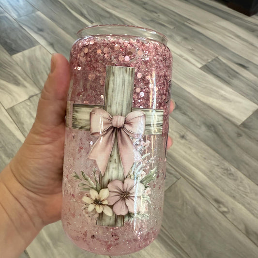 Bible inspire snow globe tumbler. 16 oz tumbler. Glass cup. Inspirational Bible snow globe. Christian cup