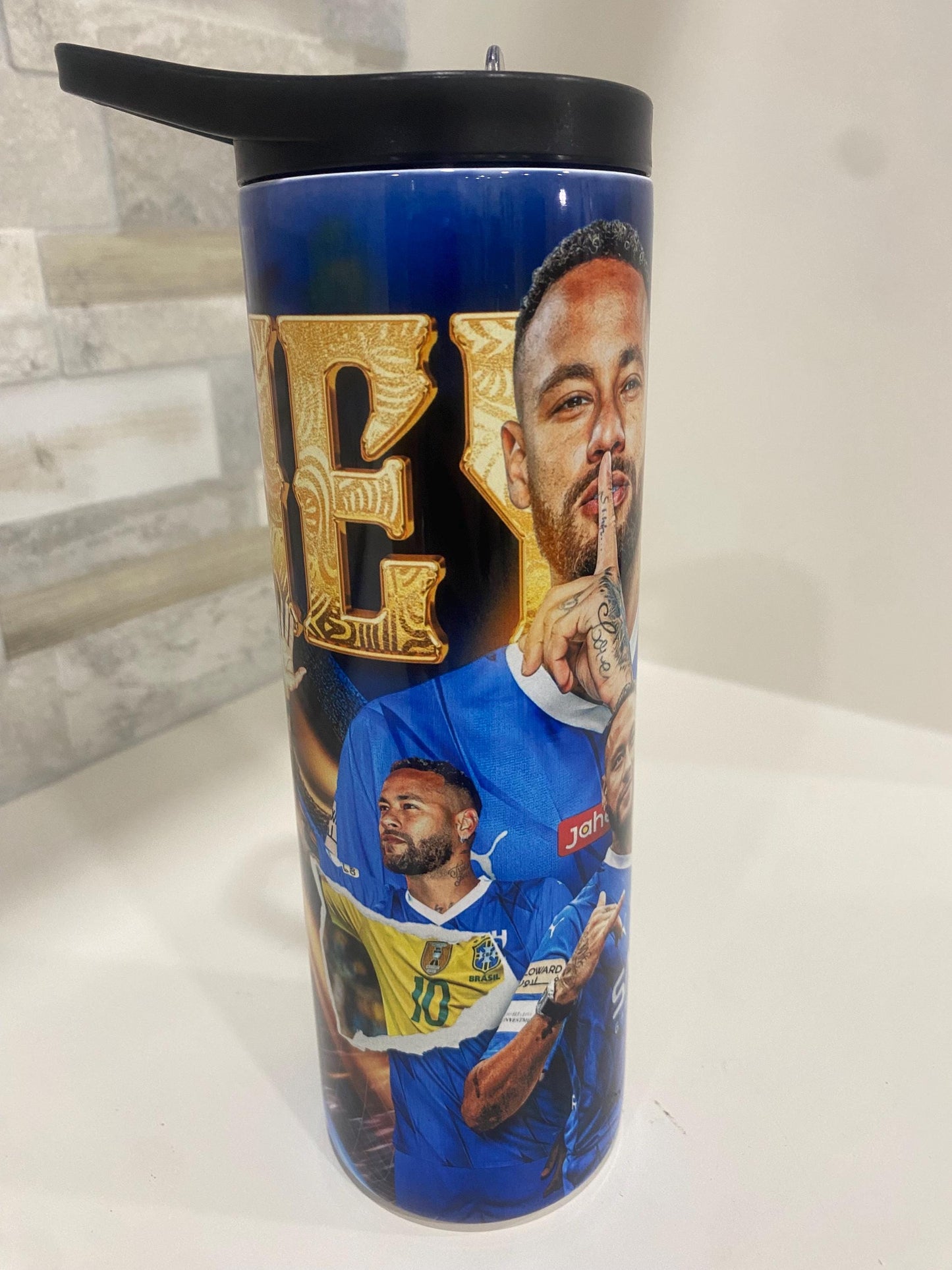 Neymar tumbler. 20 oz tumbler and water bottle. Soccer team. Spain soccer.