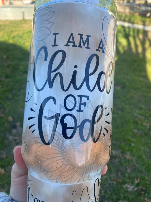 I am a child of God tumbler. Bible verse 40 oz tumbler. Bible verse inspired Tumbler. Christian mug gift.