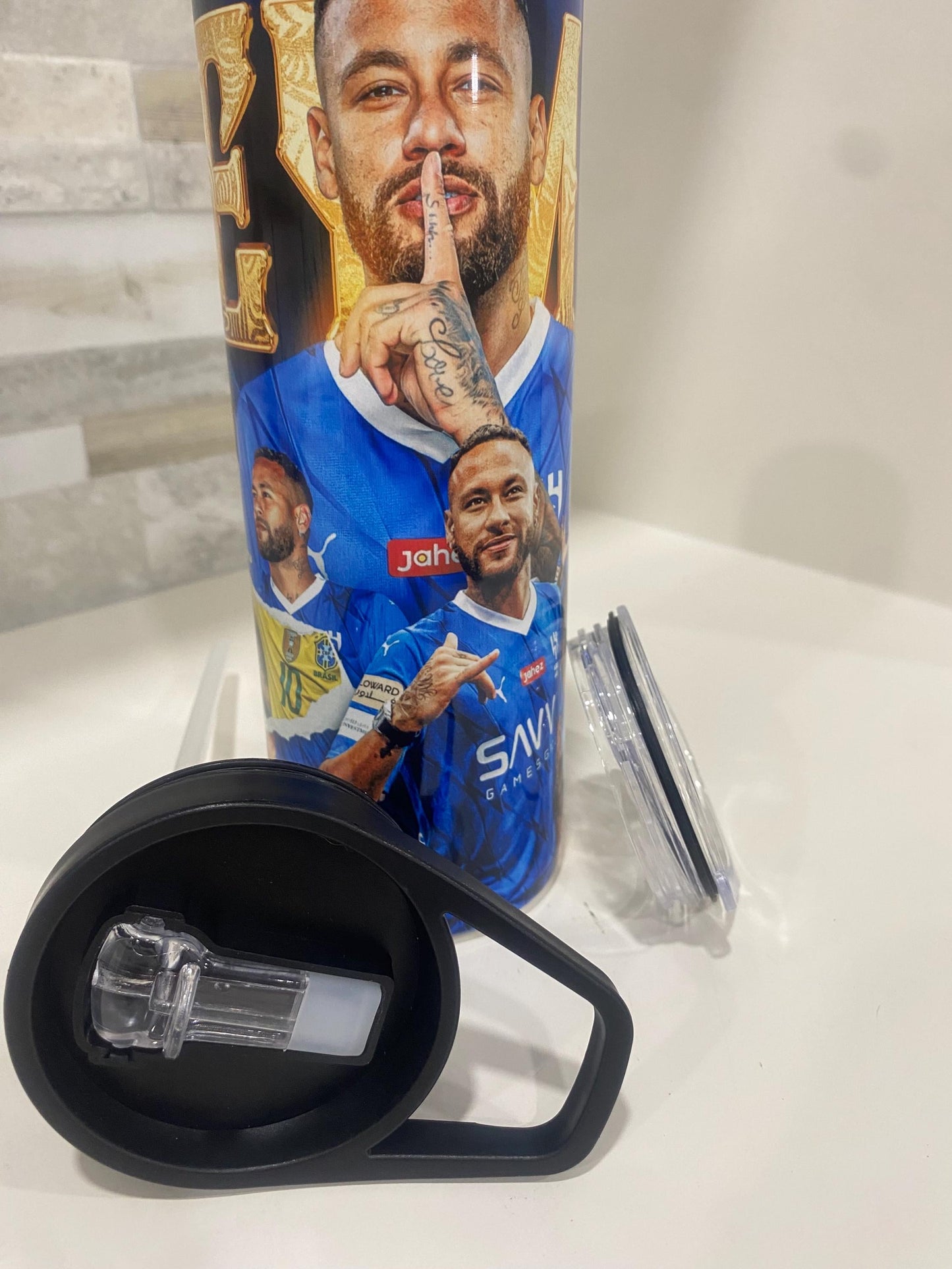 Neymar tumbler. 20 oz tumbler and water bottle. Soccer team. Spain soccer.
