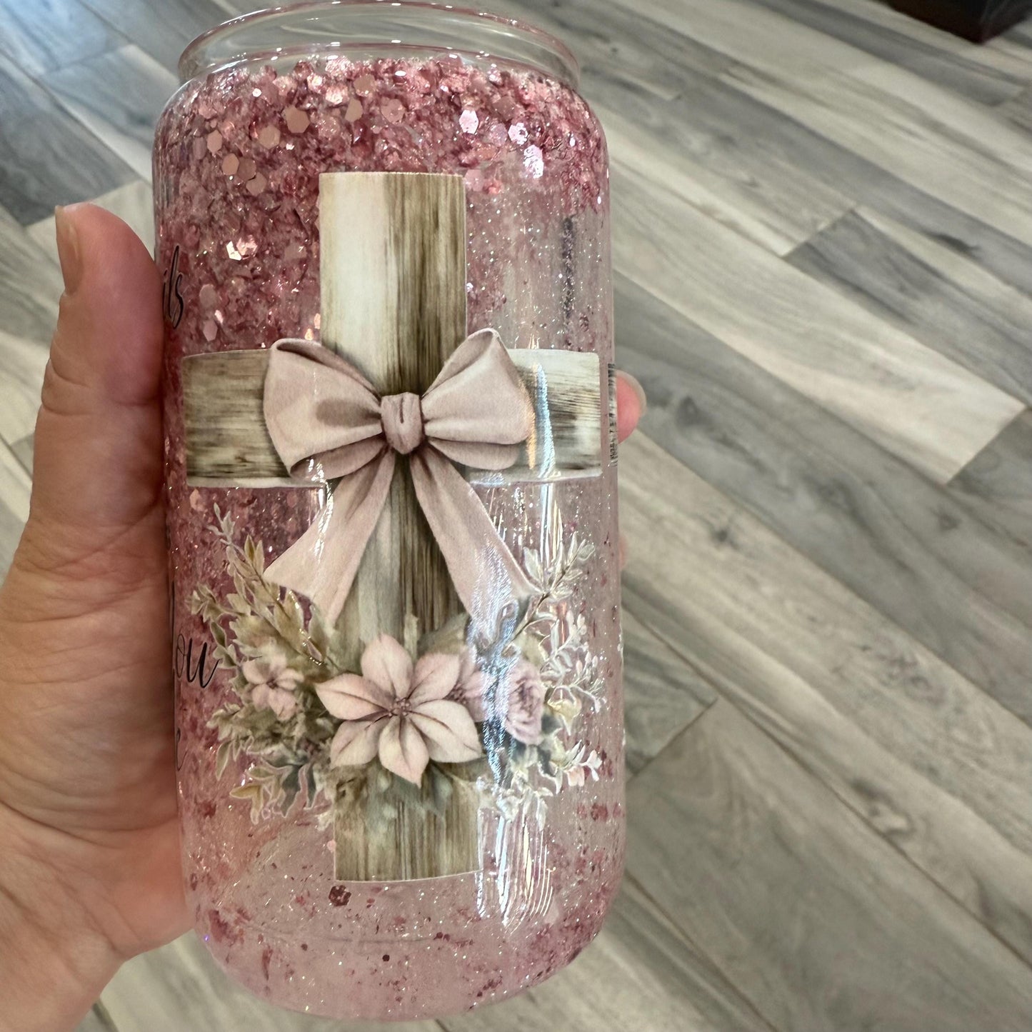 Bible inspire snow globe tumbler. 16 oz tumbler. Glass cup. Inspirational Bible snow globe. Christian cup