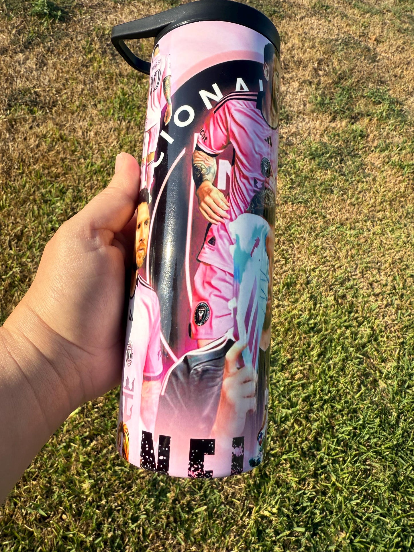 Lionel Messi Water bottle and tumbler. 20 oz Tumbler. Messi water bottle. InterMiami. soccer team cup