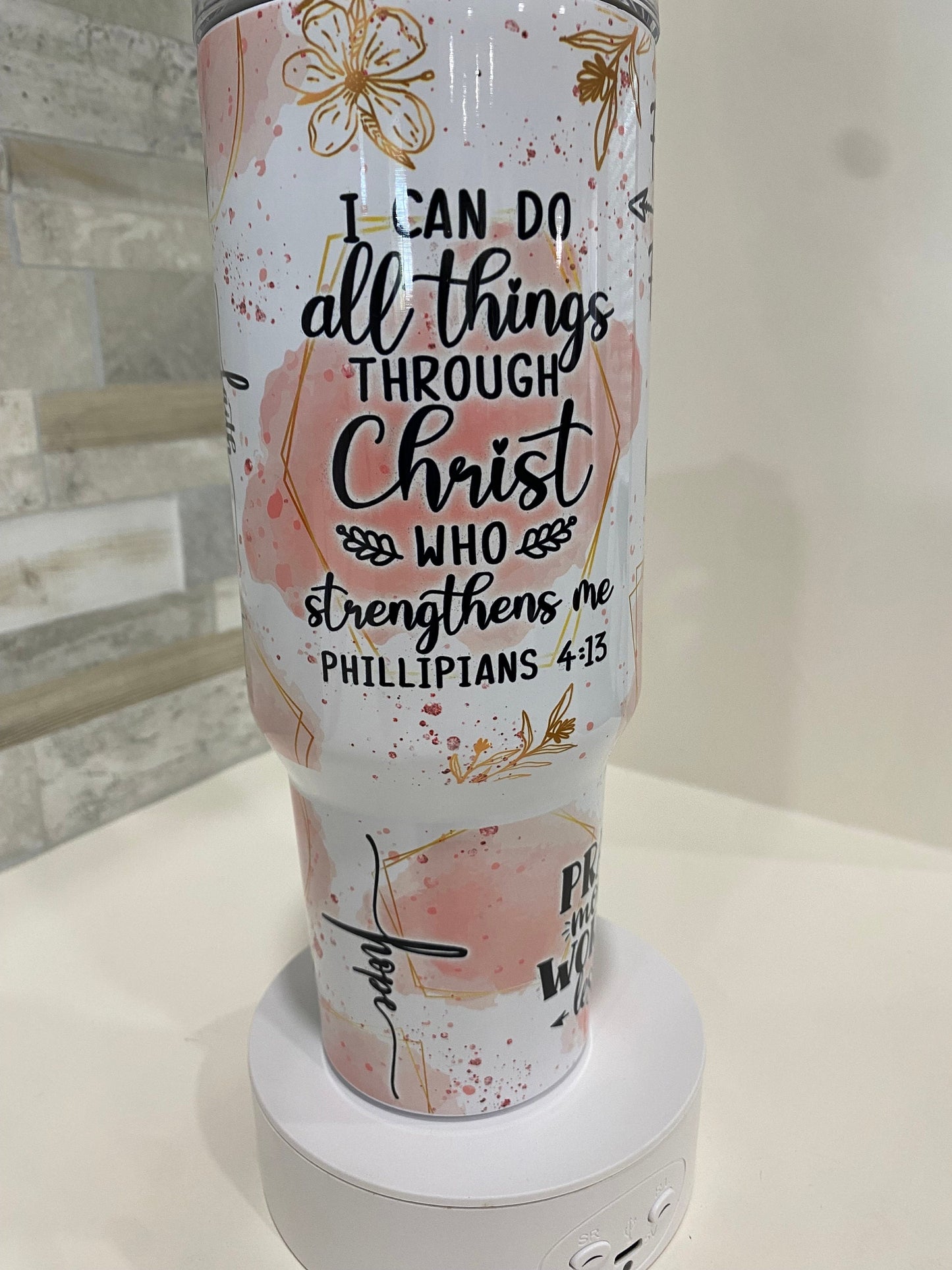 Faith affirmation.Bible verse 40 oz tumbler. Bible verse tumbler. I can do all things through Christ. Christian Tumbler inspired.