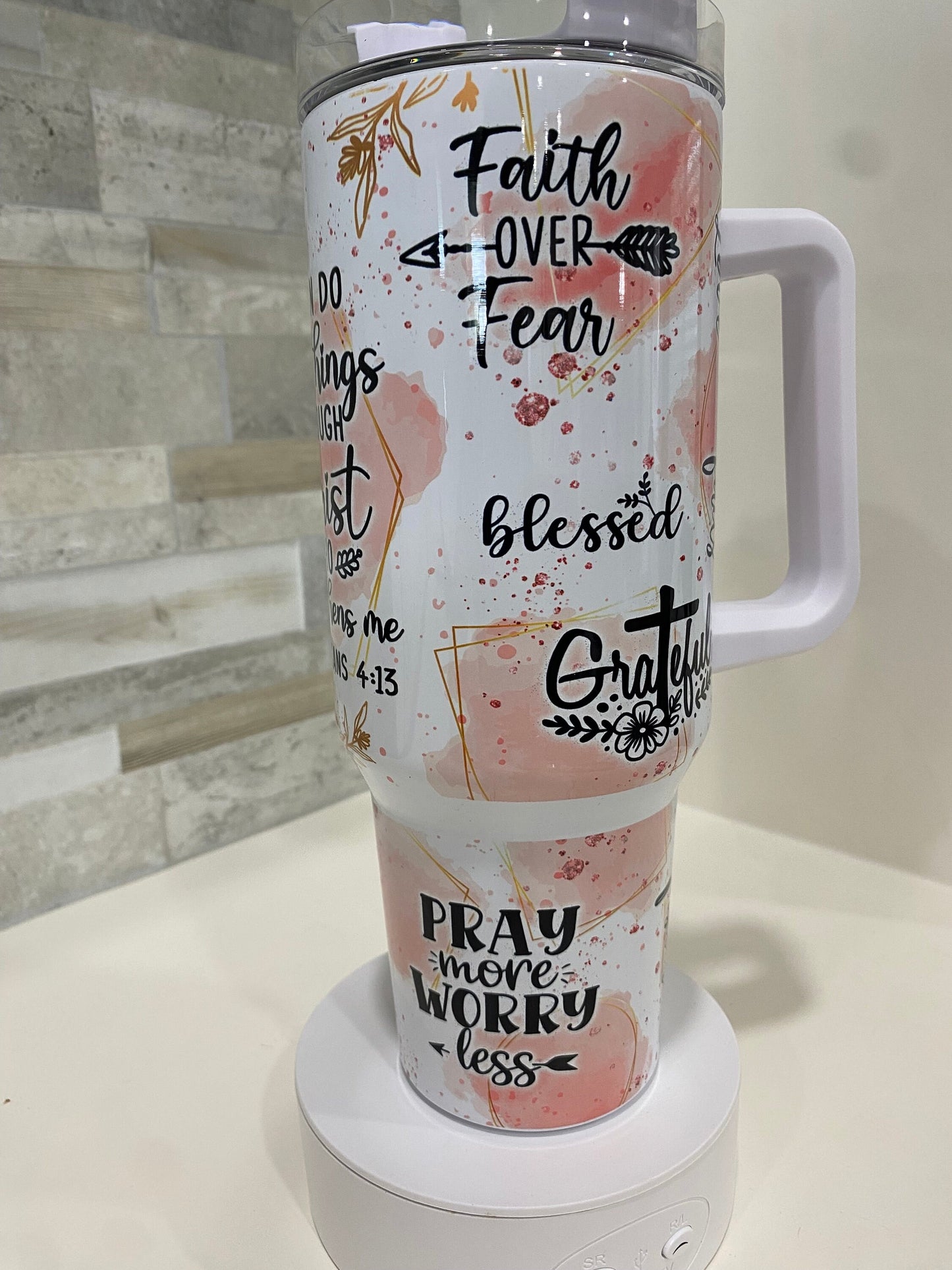 Faith affirmation.Bible verse 40 oz tumbler. Bible verse tumbler. I can do all things through Christ. Christian Tumbler inspired.