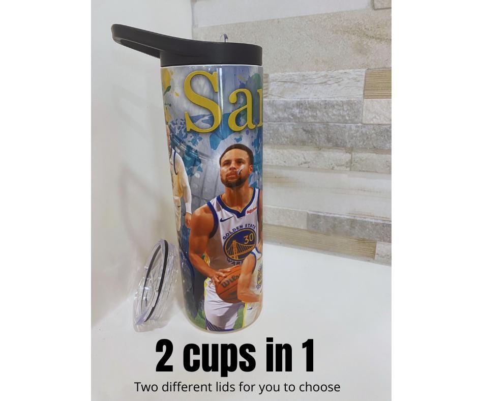 Steph Curry Water Bottle personalized. Basketball team. 20 oz tumbler. Sport team.