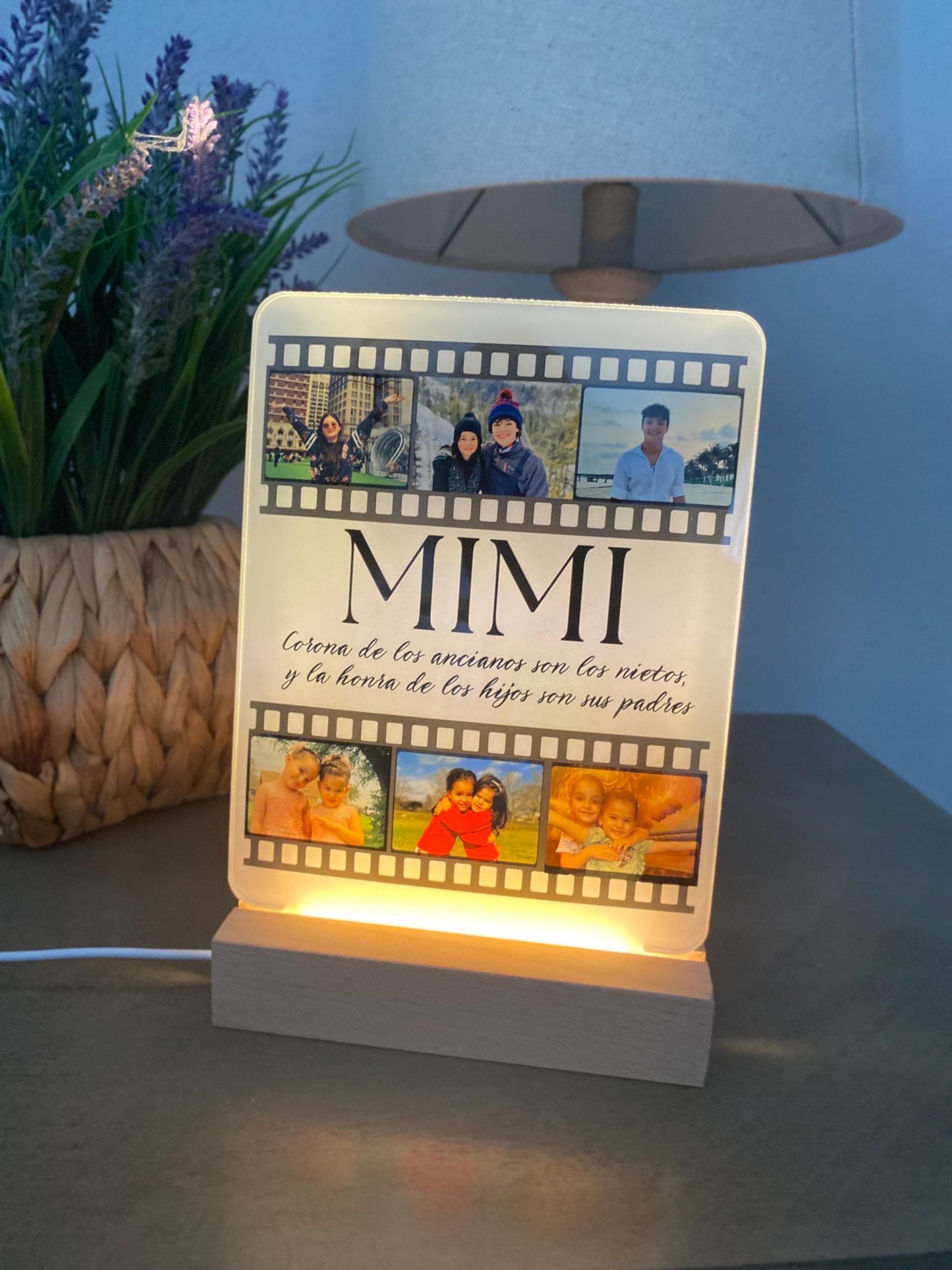 Acrylic personalized photo collage. Mother's Day gift. Grandma gift. Photo collage lamp.