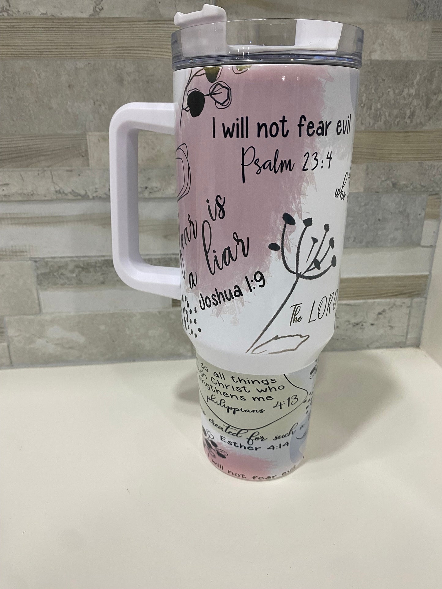 Bible verse 40 oz tumbler. 40 oz tumbler with handle and straw. Christian gift tumbler. Made to worship. Faith-based insulated mug.