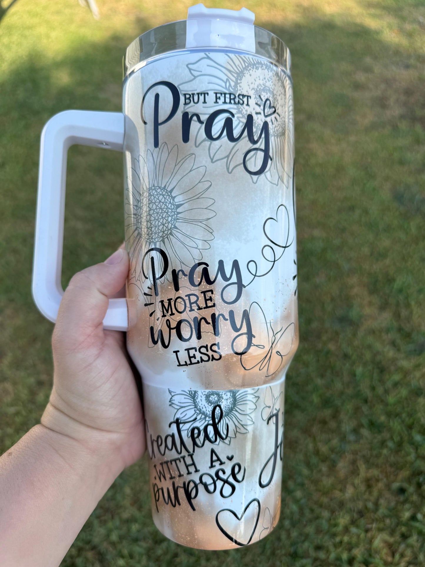 Child of God 40 oz tumbler with handle and straw. Christian tumbler. Tumbler gift