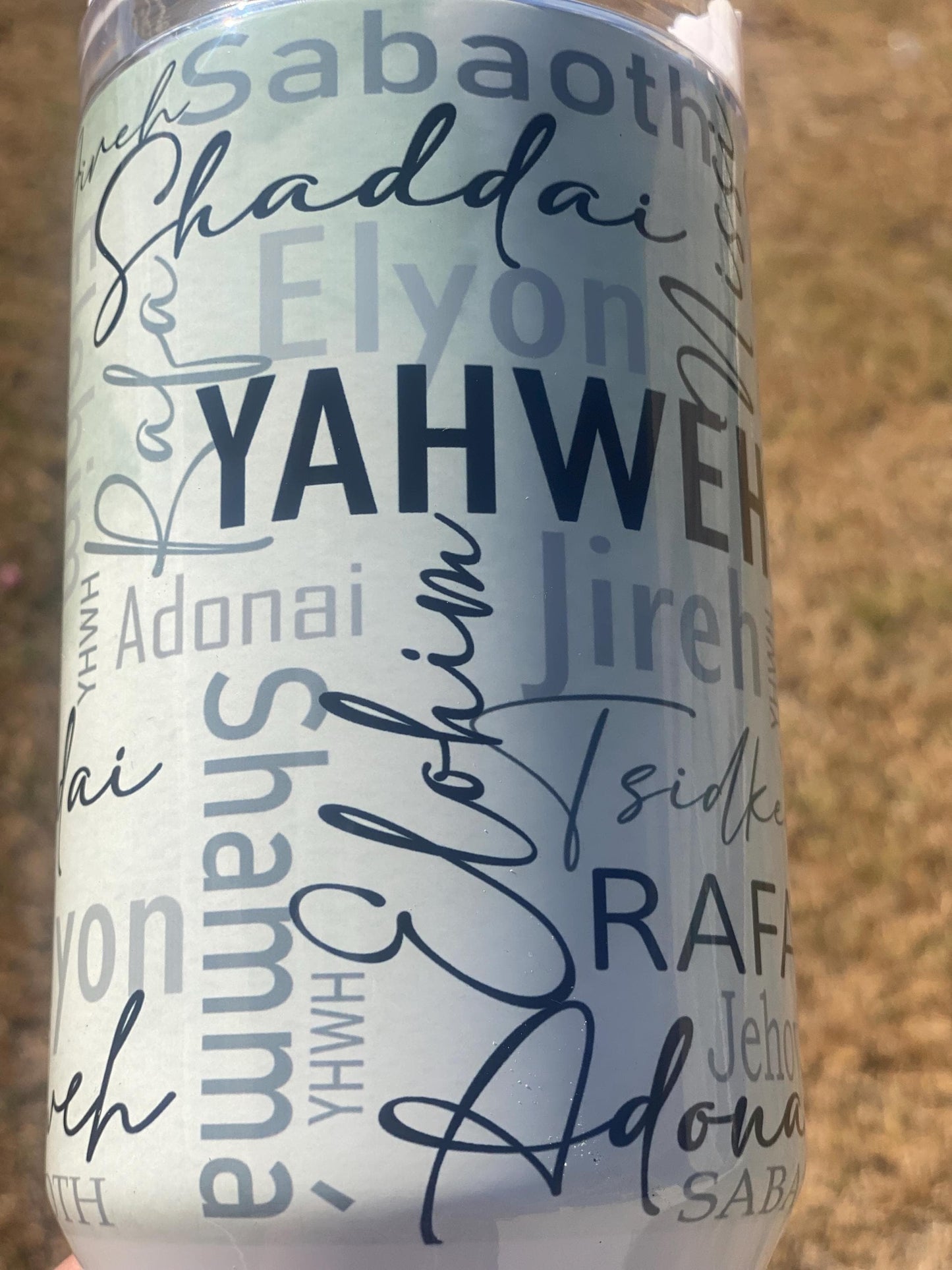 God's Names 40 oz tumbler with handle and straw. Yahweh. Christian tumbler