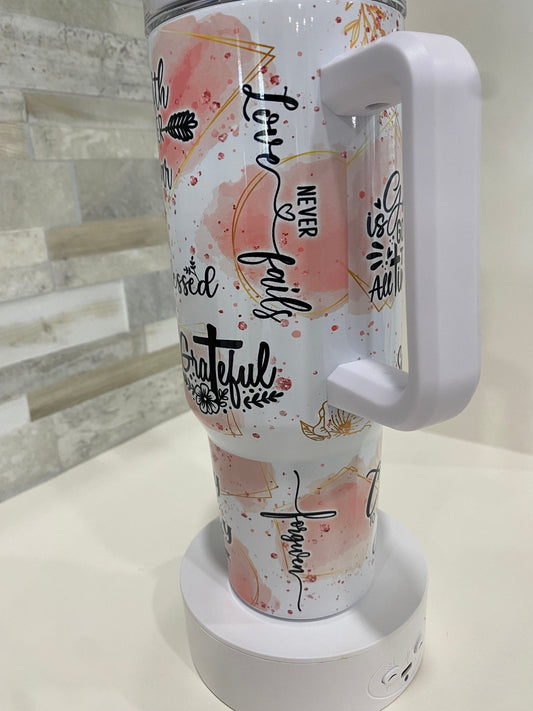 Faith affirmation.Bible verse 40 oz tumbler. Bible verse tumbler. I can do all things through Christ. Christian Tumbler inspired.