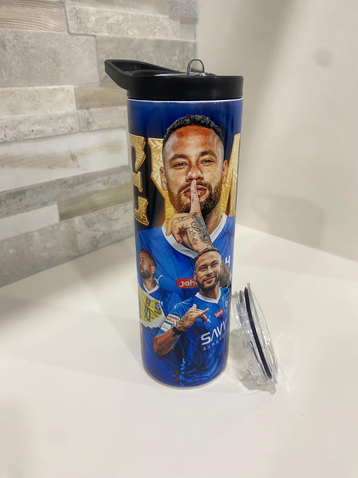Neymar tumbler. 20 oz tumbler and water bottle. Soccer team. Spain soccer.