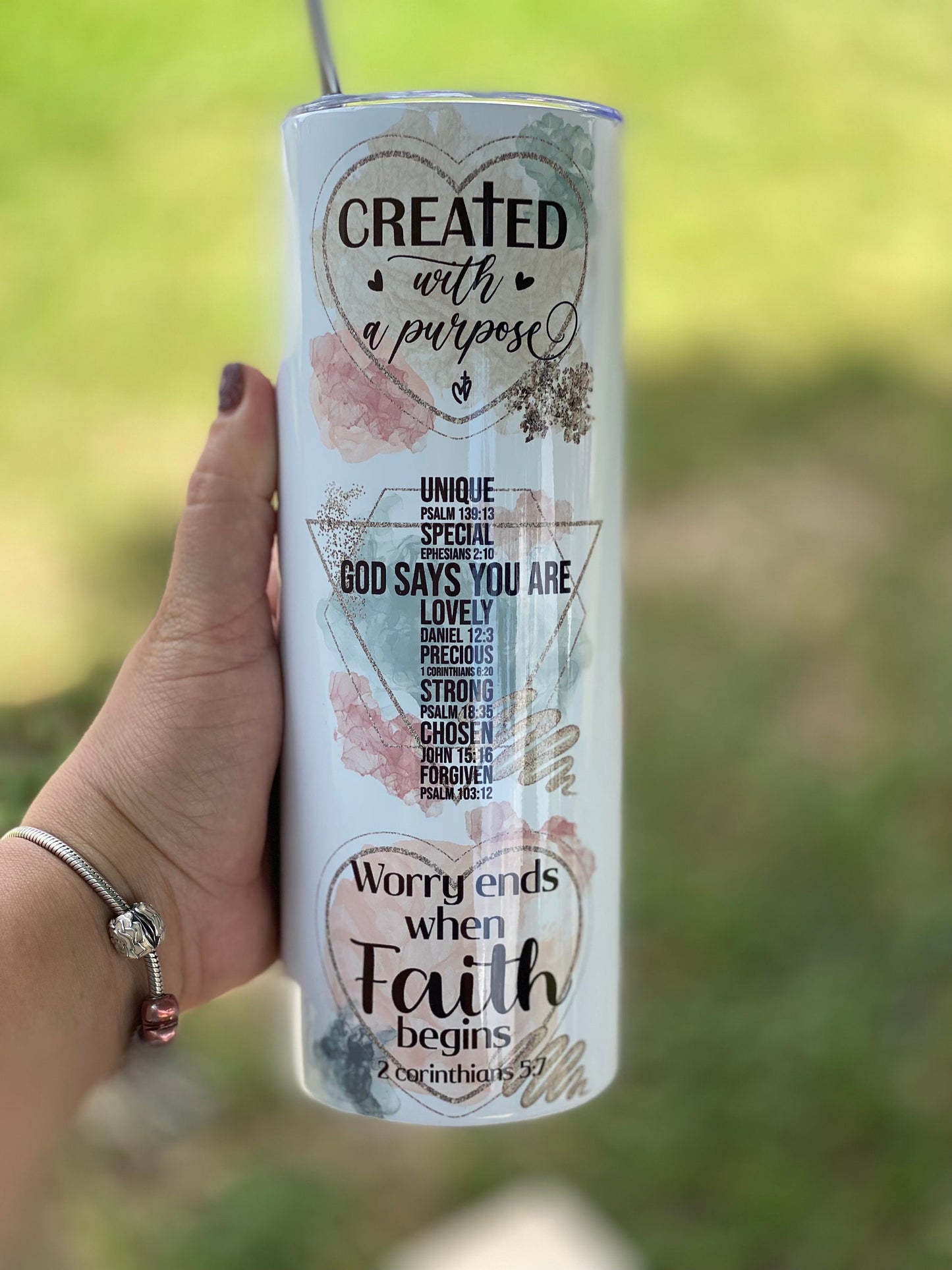 Inspirational Bible verse tumbler. Christian tumbler.20 oz tumbler and water bottle. Affirmation Bible tumbler. Mother's Day gift.