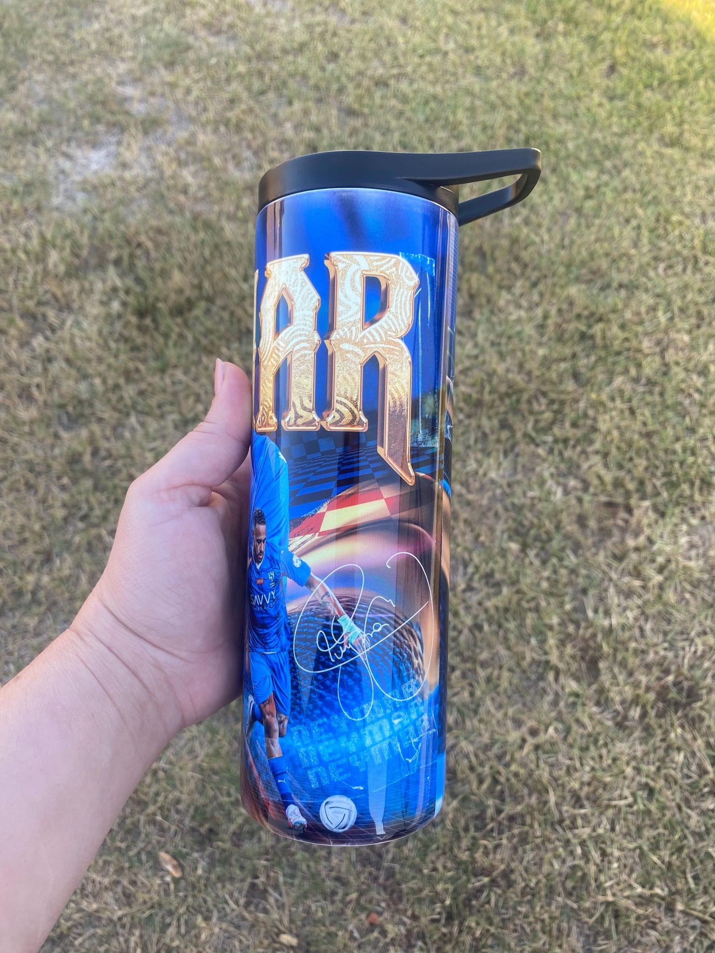 Neymar tumbler. 20 oz tumbler and water bottle. Soccer team. Spain soccer.