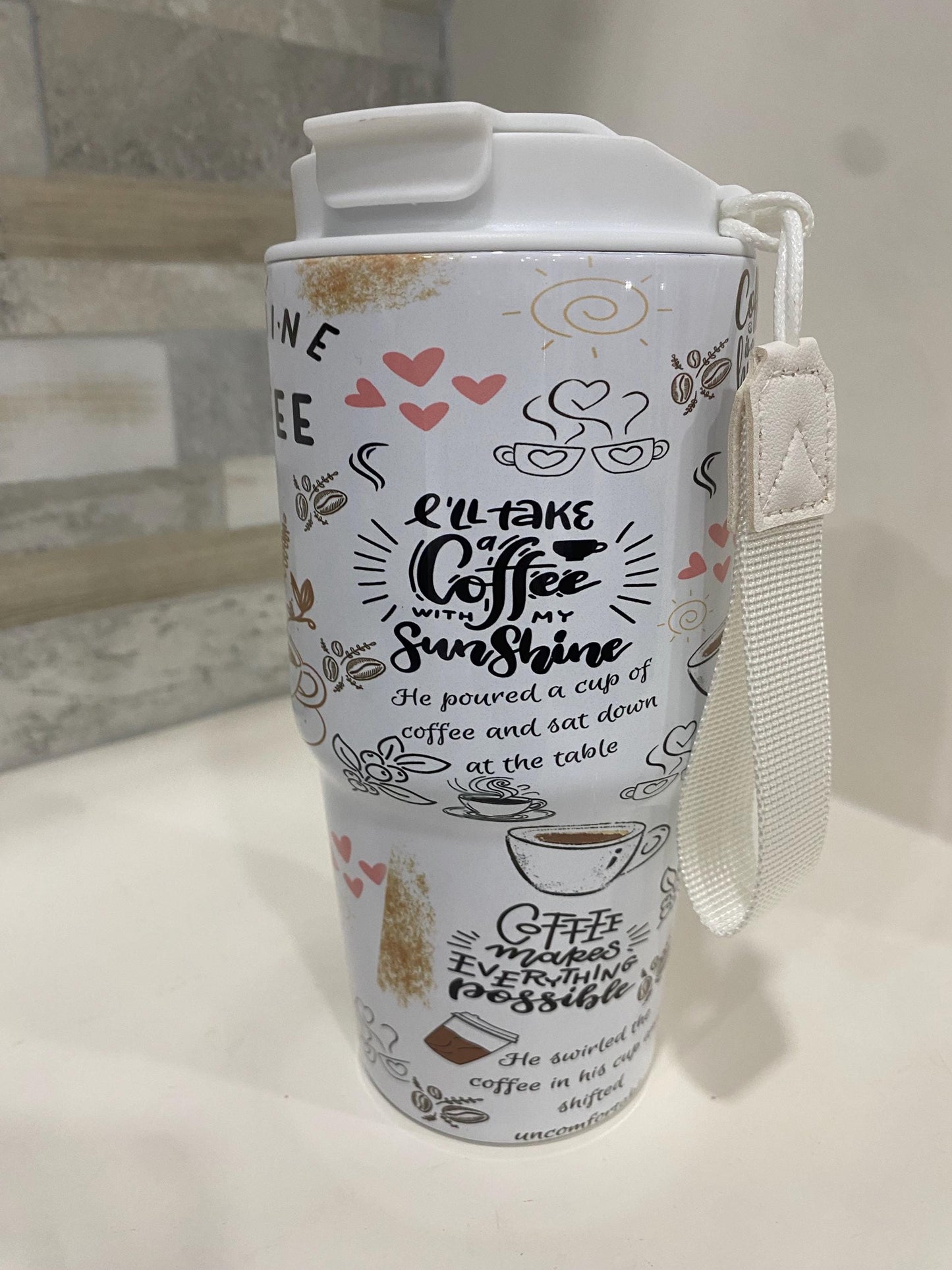 Sunshine and coffee. Coffee mug 20 oz. Coffee tumbler 20 oz. Personalized coffee tumbler