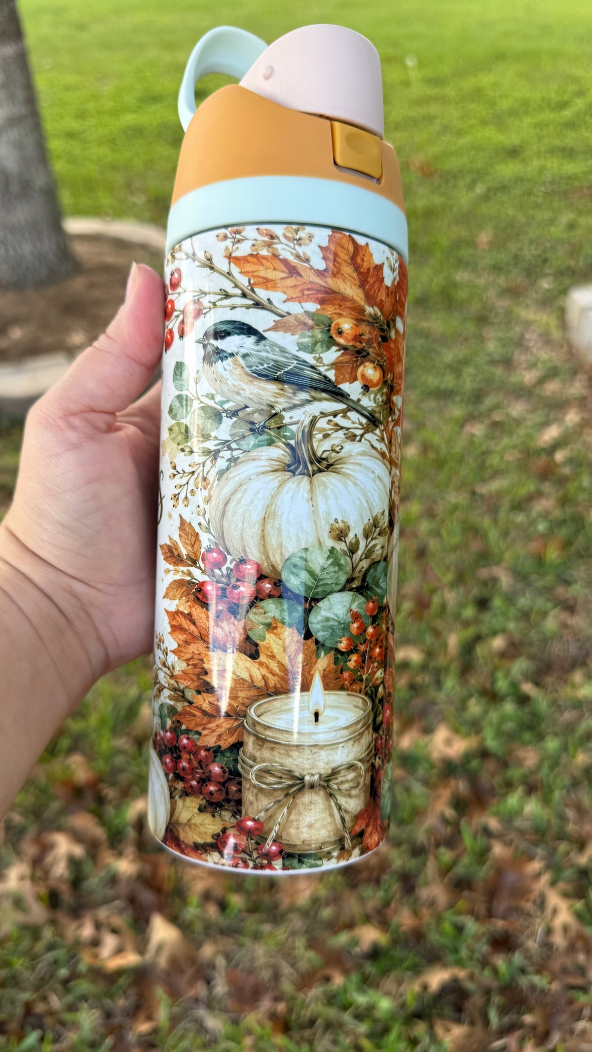Fall for Jesus owala style tumbler. Personalized tumbler for fall. Christian inspired tumbler and water bottle