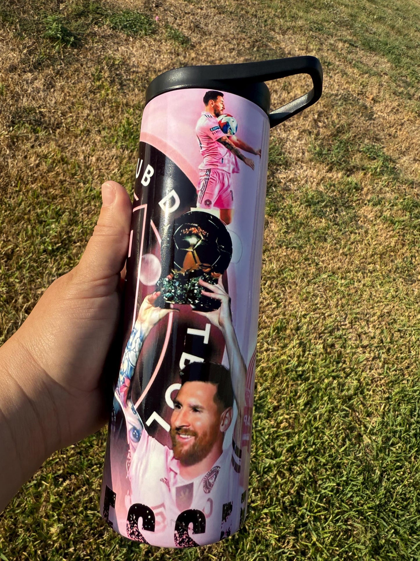 Lionel Messi Water bottle and tumbler. 20 oz Tumbler. Messi water bottle. InterMiami. soccer team cup