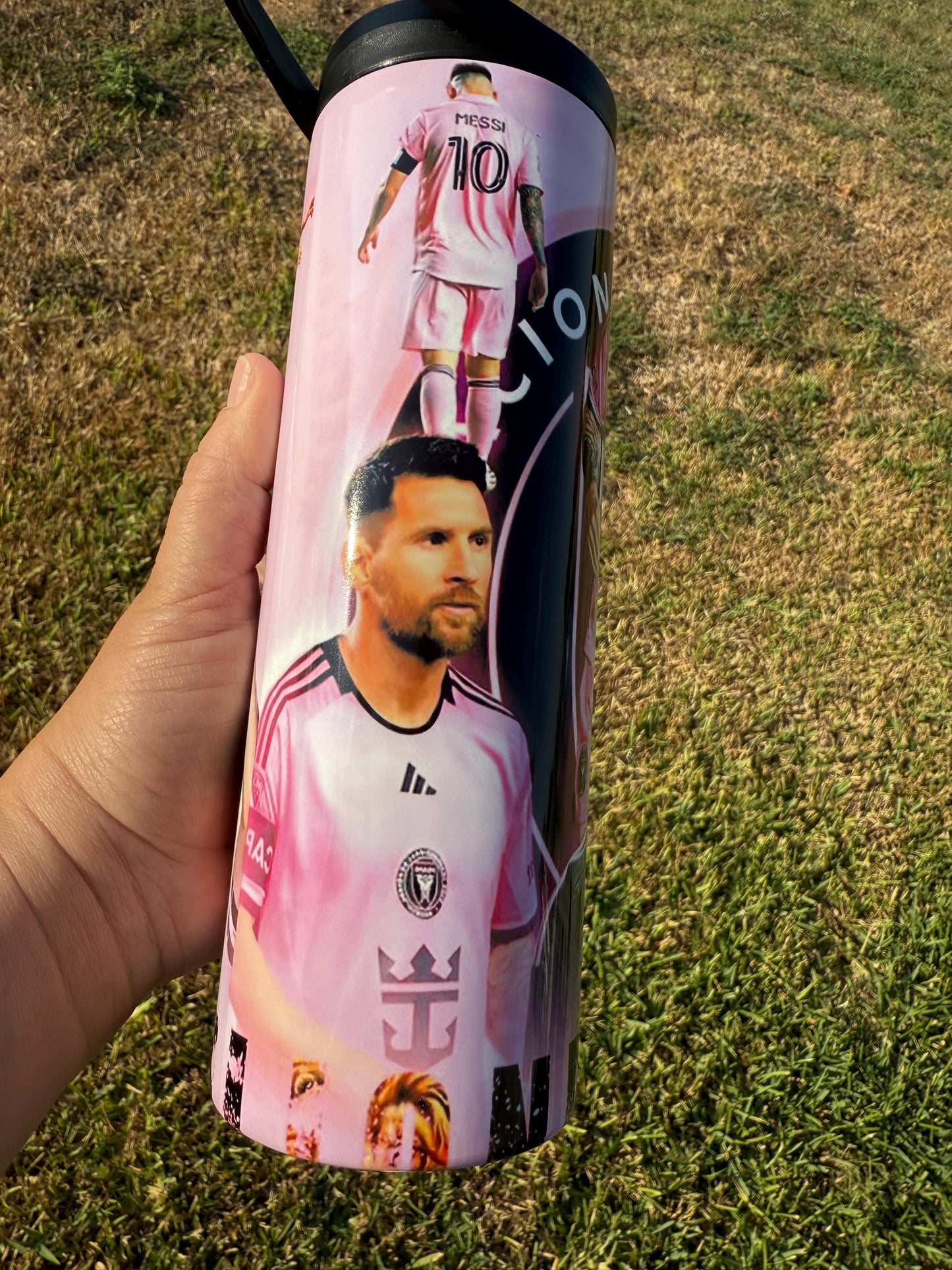 Lionel Messi Water bottle and tumbler. 20 oz Tumbler. Messi water bottle. InterMiami. soccer team cup