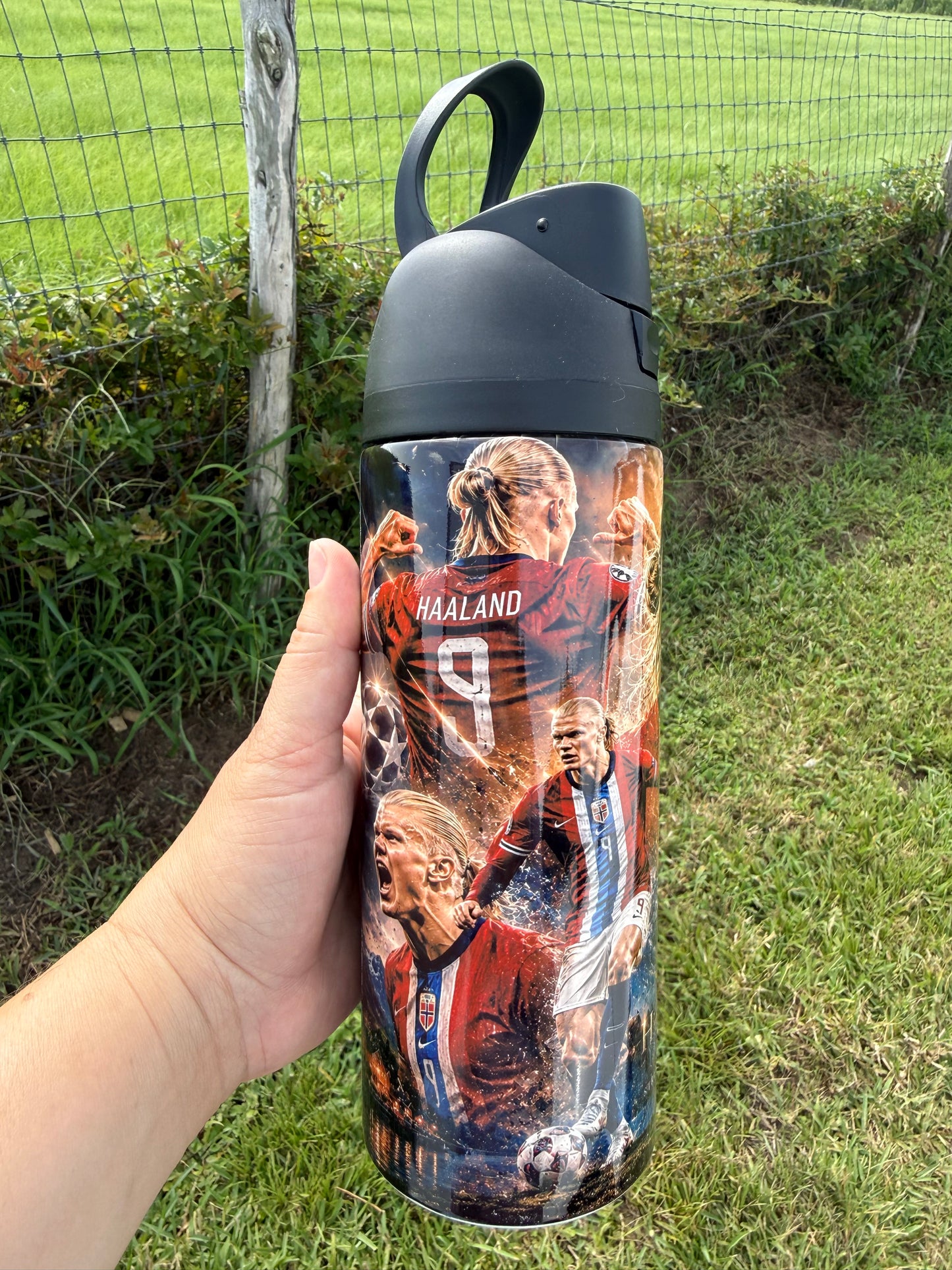 Haaland  Water bottle owala style. 24 oz Tumbler. owala style  bottle. Norway soccer player. The perfect Gif. Soccer lover