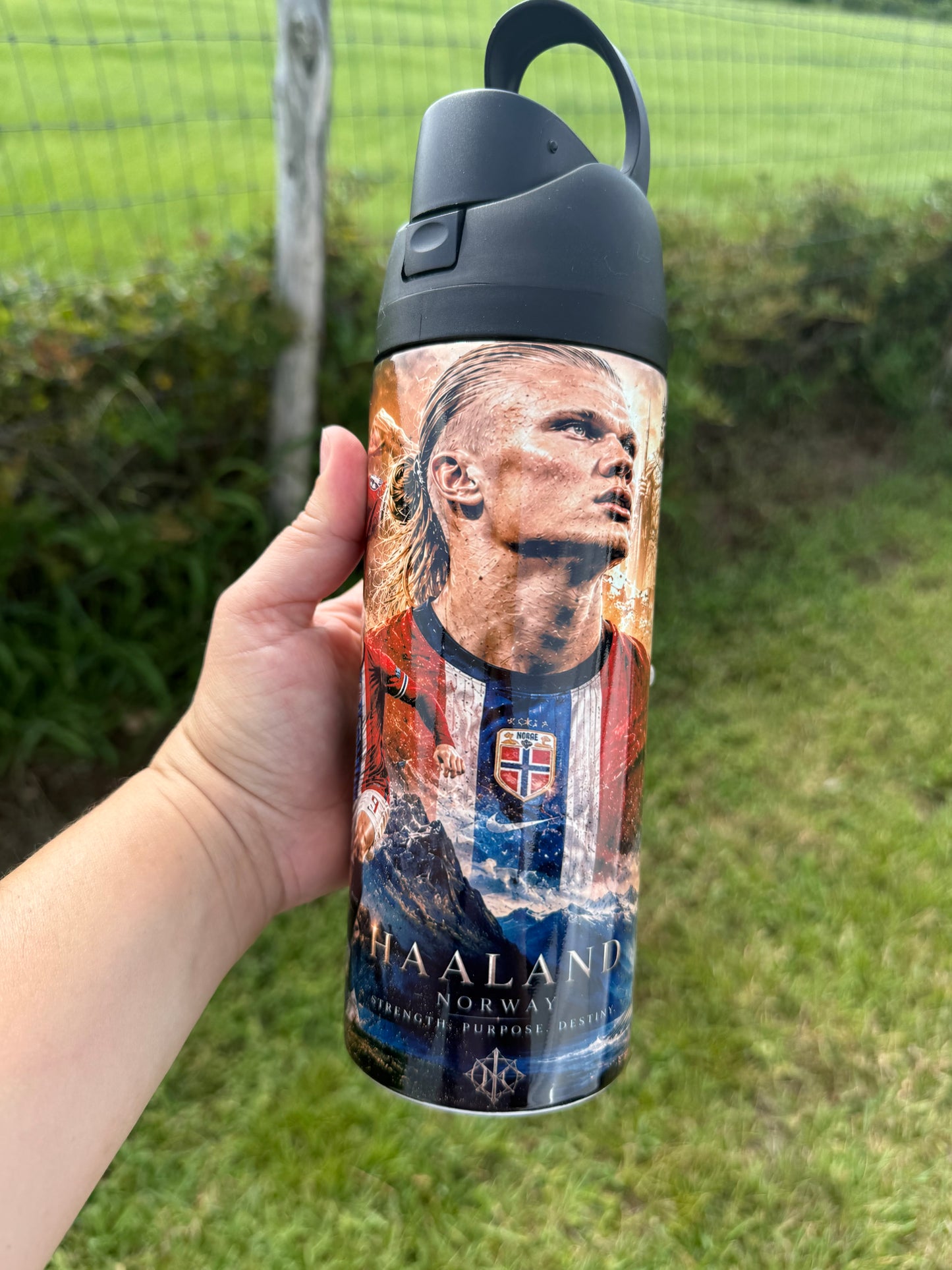 Haaland  Water bottle owala style. 24 oz Tumbler. owala style  bottle. Norway soccer player. The perfect Gif. Soccer lover