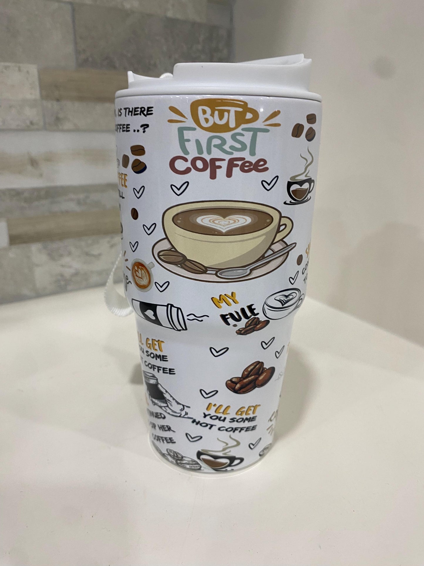 But first coffee. Coffee mug 20 oz. Coffee tumbler 20 oz. Personalized coffee tumbler