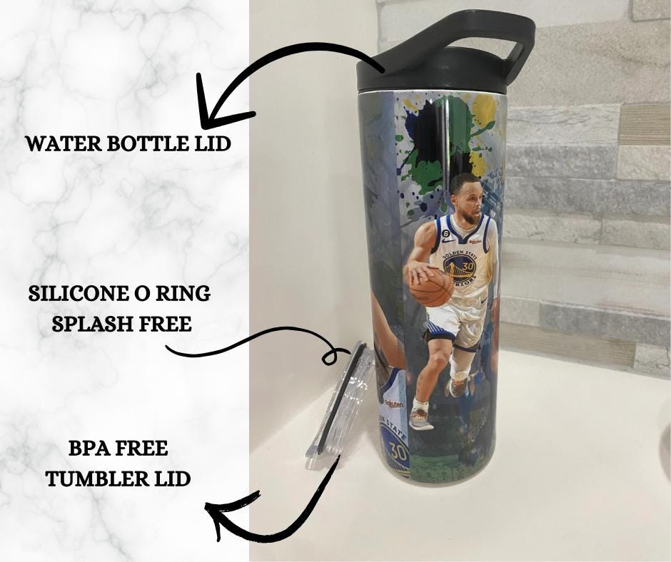 Steph Curry Water Bottle personalized. Basketball team. 20 oz tumbler. Sport team.