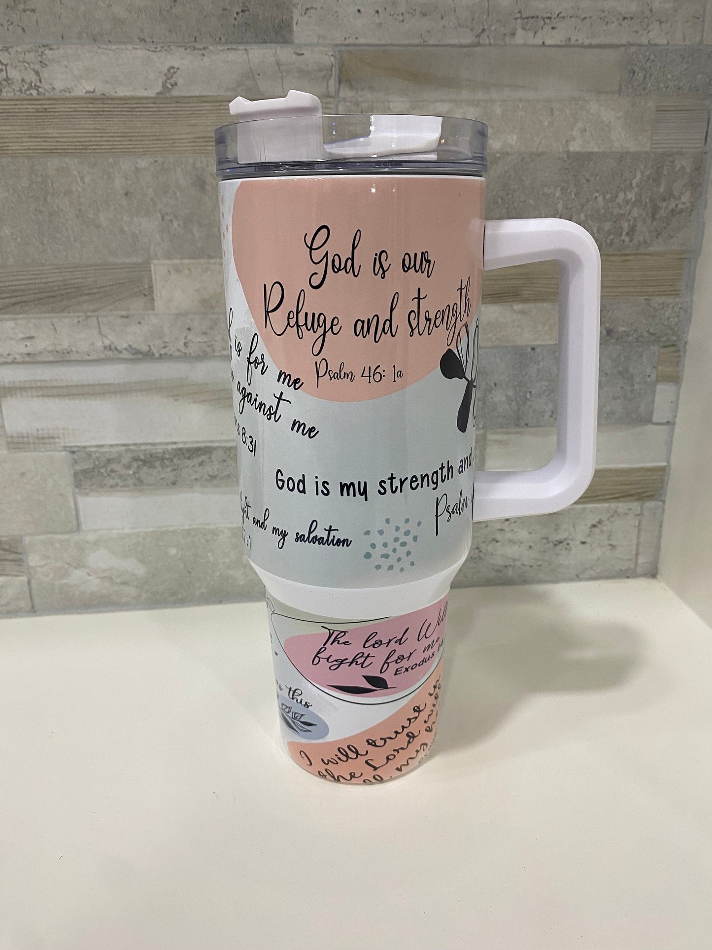 Bible verse 40 oz tumbler. 40 oz tumbler with handle and straw. Christian gift tumbler. Made to worship. Faith-based insulated mug.