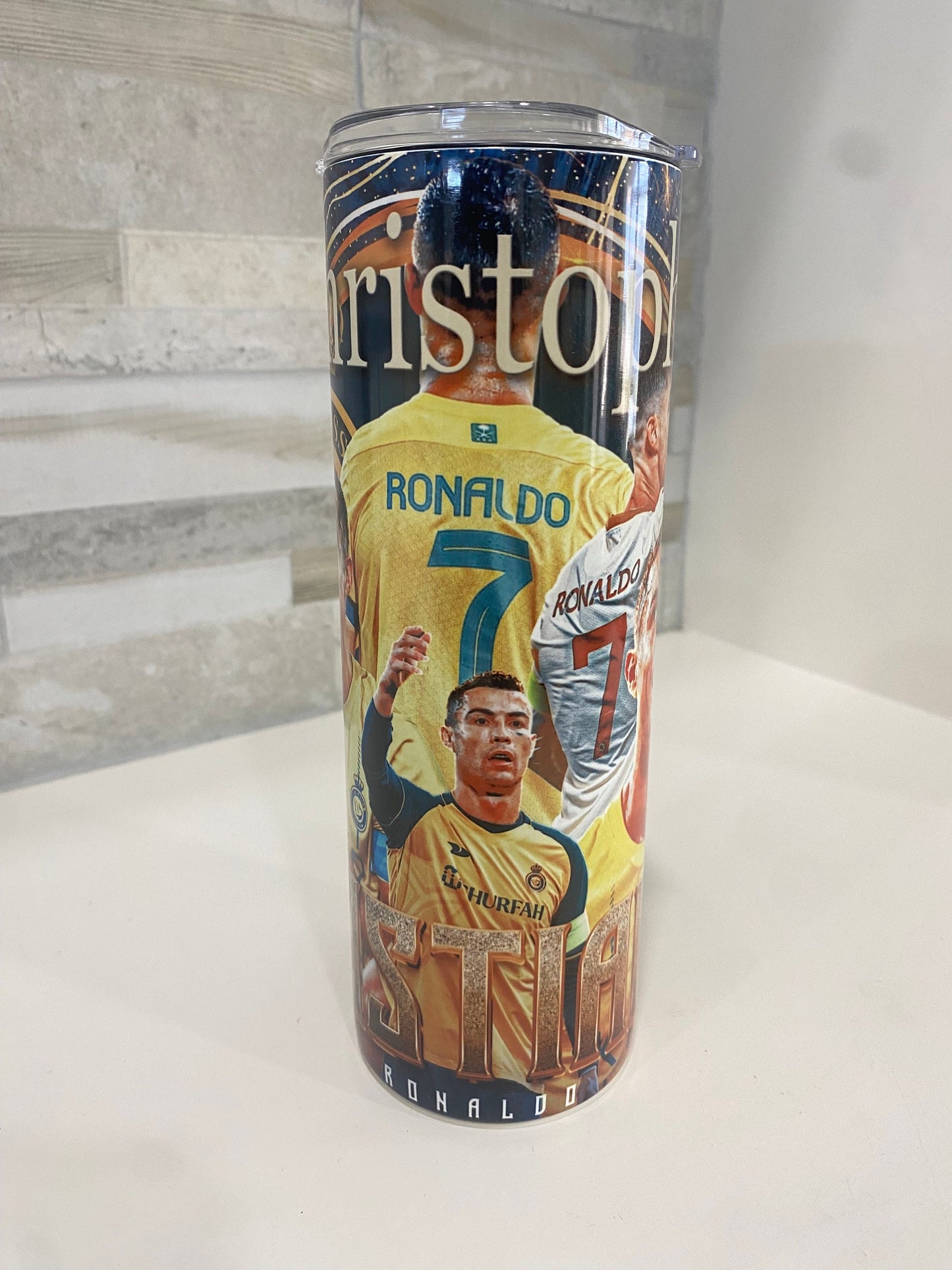 Cristiano Ronaldo Water Bottle personalized. Soccer team. 20 oz personalized tumbler. Spain team. Personalized Water Bottle. Sport team cup.