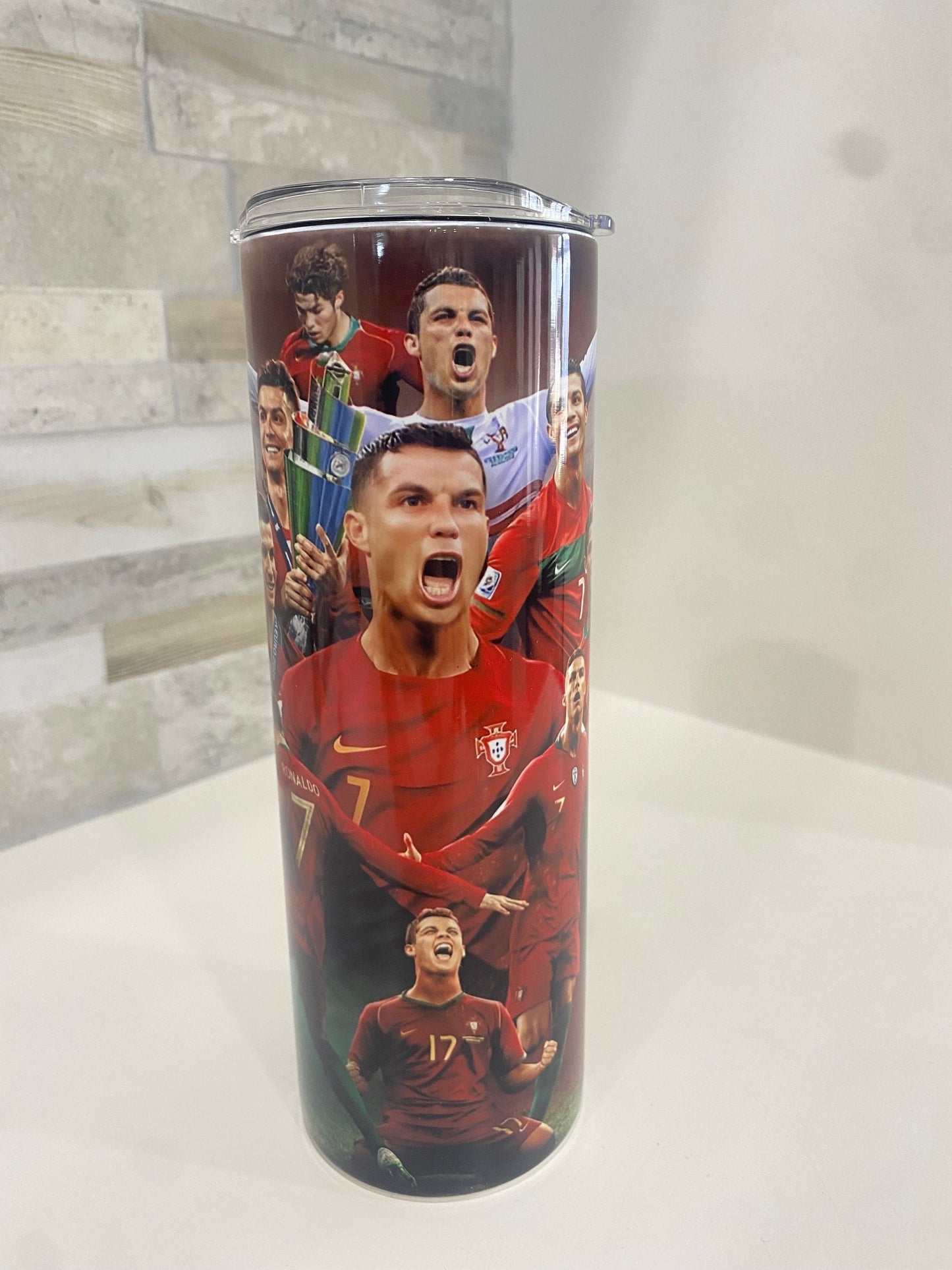 Cristiano Ronaldo personalized water bottle and tumbler. 20 oz personalized tumbler. Soccer team. Portugal football. Team personalized cup.