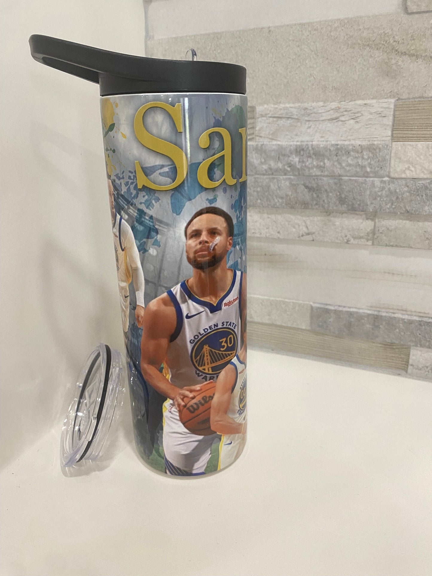 Steph Curry Water Bottle personalized. Basketball team. 20 oz tumbler. Sport team.