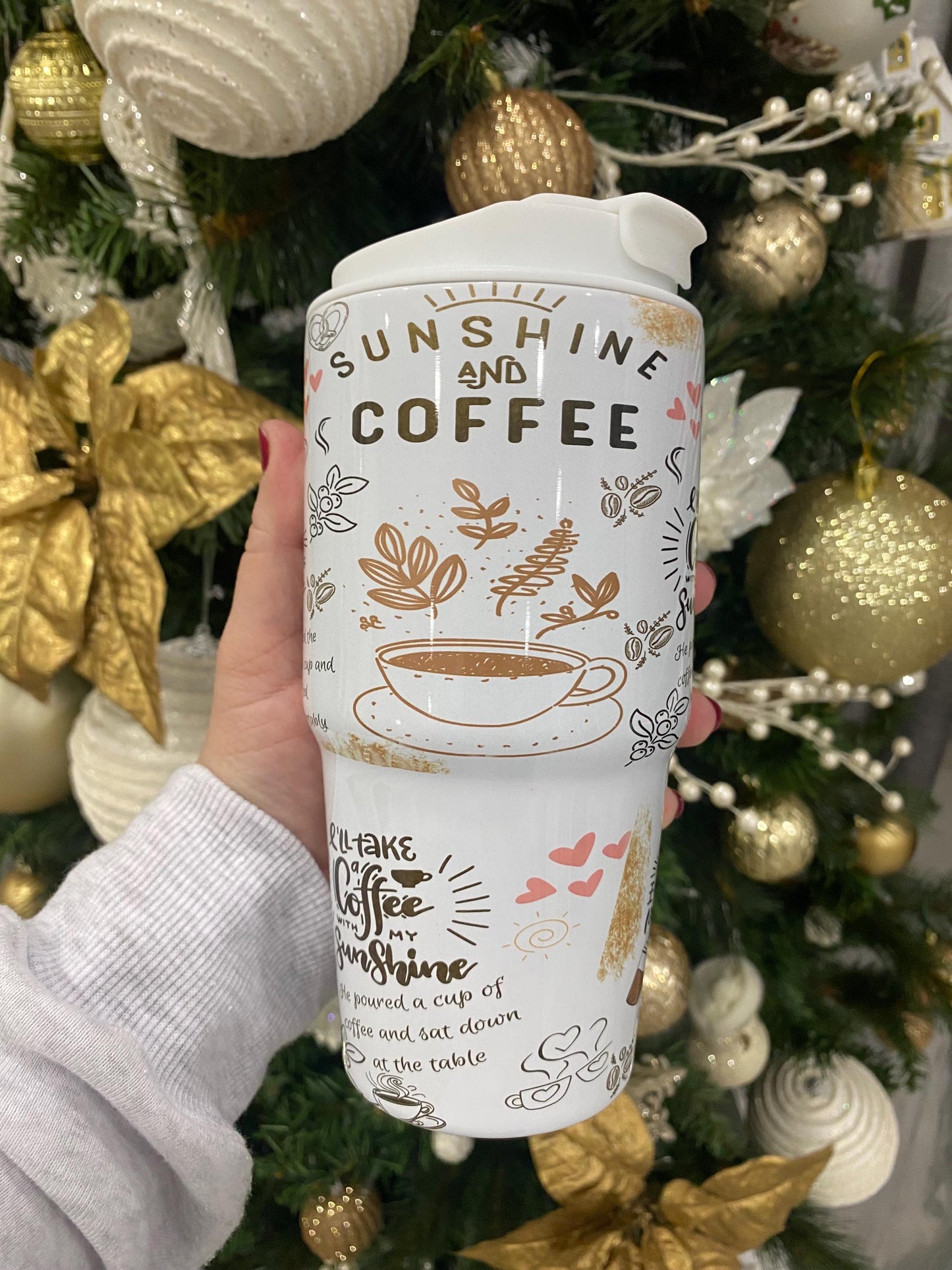 Sunshine and coffee. Coffee mug 20 oz. Coffee tumbler 20 oz. Personalized coffee tumbler