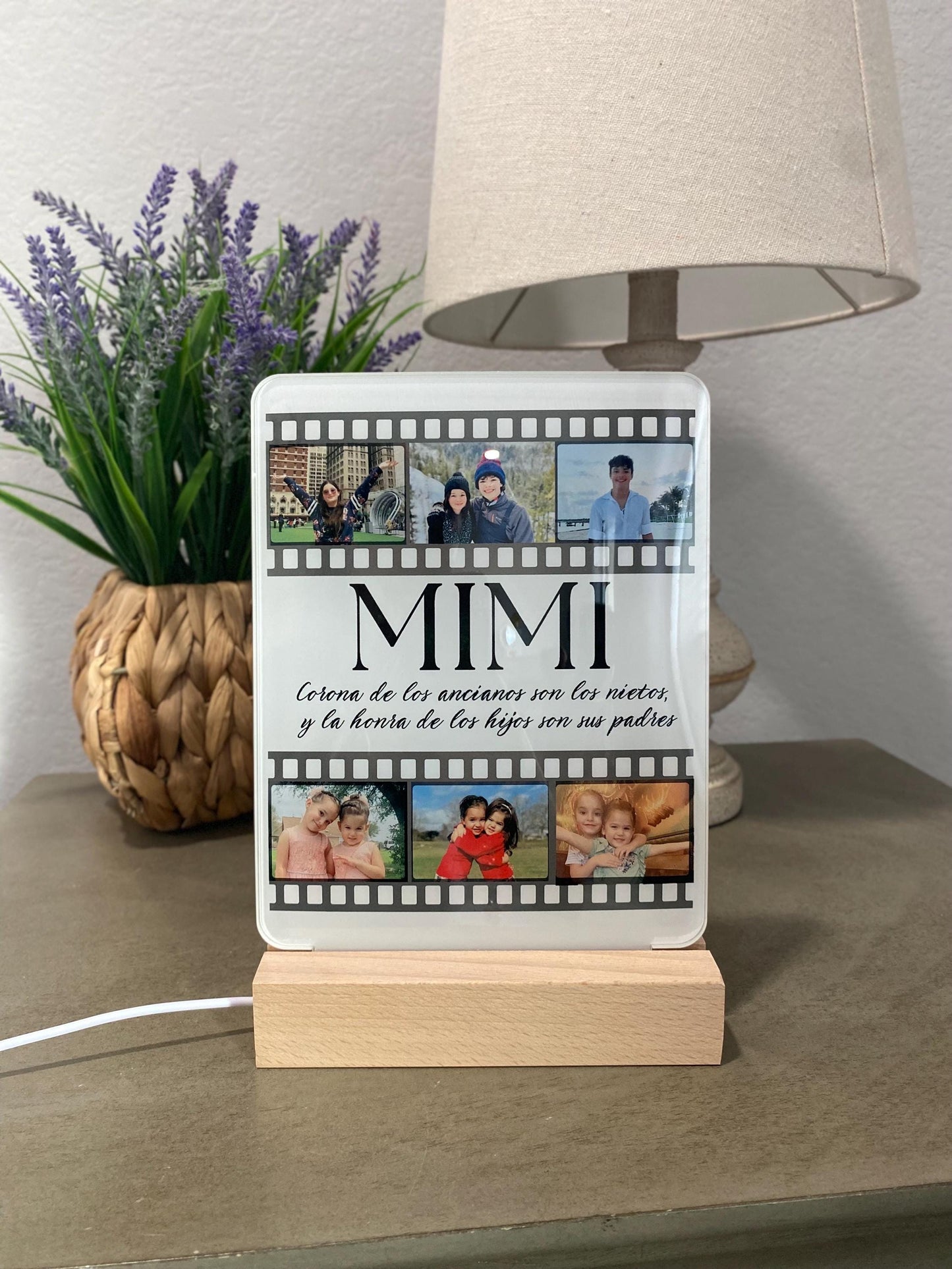 Acrylic personalized photo collage. Mother's Day gift. Grandma gift. Photo collage lamp.