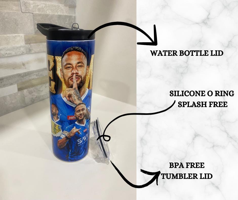 Neymar tumbler. 20 oz tumbler and water bottle. Soccer team. Spain soccer.