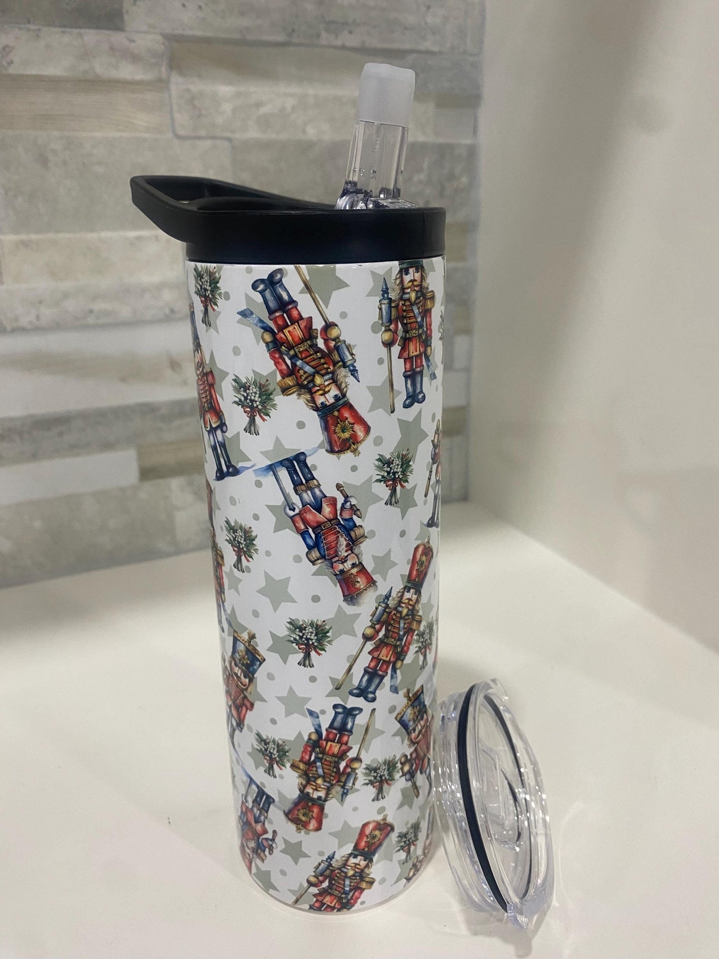 Christmas Nutcracker Tumbler. 20 oz Tumbler and water bottler. Nutcracker water bottle.